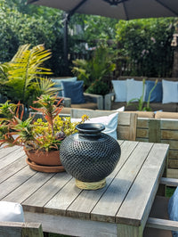 Decorative Centerpiece or Stunning Dried Flower Vase | Black Pottery Home Decor Handmade Mexican Pottery of San Bartolo, Oaxaca Indoor Decor