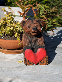 Chainsaw Love Bear Garden Decor & Yard Art to Greet Your Guests with a Handmade Wooden Statue on Your Front Porch