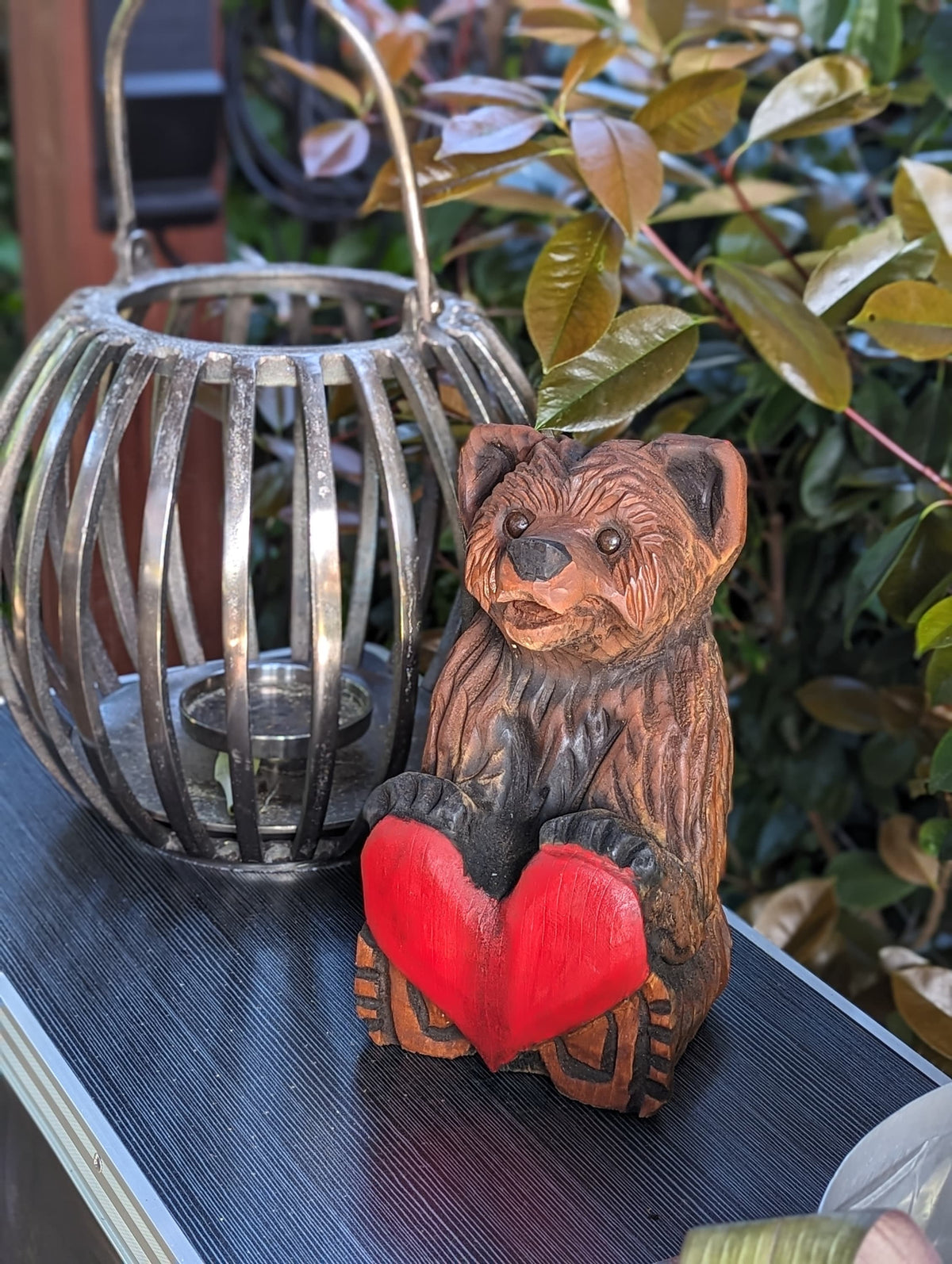 Chainsaw Love Bear Garden Decor & Yard Art to Greet Your Guests with a Handmade Wooden Statue on Your Front Porch