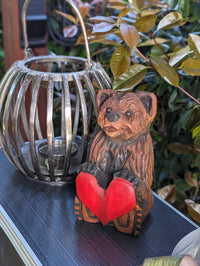 Chainsaw Love Bear Garden Decor & Yard Art to Greet Your Guests with a Handmade Wooden Statue on Your Front Porch