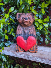 Chainsaw Love Bear Garden Decor & Yard Art to Greet Your Guests with a Handmade Wooden Statue on Your Front Porch