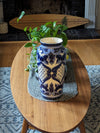 Ceramic Talavera Flower Vase is Exquisite Handmade Mexican Pottery | Decorative Centerpiece is Gorgeous Blue Design for Home or Yard Decor