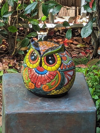Talavera Owl Planter Ceramic Flower Pot, Mexican Pottery is Colorful Indoor or Outdoor Owl Decor, Owl Gift Plant Pot Home Decor