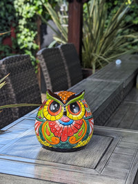 Talavera Owl Planter Ceramic Flower Pot, Mexican Pottery is Colorful Indoor or Outdoor Owl Decor, Owl Gift Plant Pot Home Decor