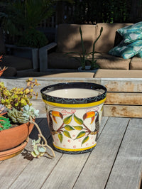 4 Toucans Flower Pot | 10.5" Round Ceramic Planter is Handmade Mexican Pottery for Outdoor Garden Decor, Indoor Home Decor, or a Centerpiece