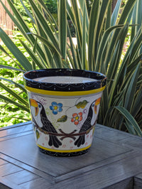 4 Toucans Flower Pot | 10.5" Round Ceramic Planter is Handmade Mexican Pottery for Outdoor Garden Decor, Indoor Home Decor, or a Centerpiece