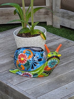 Talavera Snail Planter, Ceramic Mexican Planter Pot for Indoor Home Decor or Outdoor Garden Decor is also Exquisite Hand Painted Yard Art