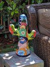 Saguaro Cactus Decor is Colorful Mexican Talavera Pottery, Cactus Room Decor for Bedroom, Bathroom, Outdoor Decorations or Housewarming Gift