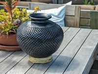 Decorative Centerpiece or Stunning Dried Flower Vase | Black Pottery Home Decor Handmade Mexican Pottery of San Bartolo, Oaxaca Indoor Decor