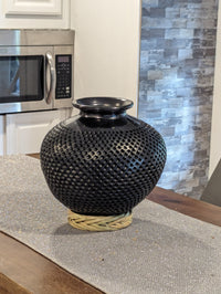 Decorative Centerpiece or Stunning Dried Flower Vase | Black Pottery Home Decor Handmade Mexican Pottery of San Bartolo, Oaxaca Indoor Decor