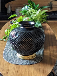 Decorative Centerpiece or Stunning Dried Flower Vase | Black Pottery Home Decor Handmade Mexican Pottery of San Bartolo, Oaxaca Indoor Decor