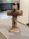 Wooden Cross Decor & Mexican Art | Decorative Cross is Indoor Home Decor Handmade by Skilled Craftsman in Mexico | Two-tone Brown