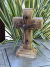 Wooden Cross Decor & Mexican Art | Decorative Cross is Indoor Home Decor Handmade by Skilled Craftsman in Mexico | Two-tone Brown