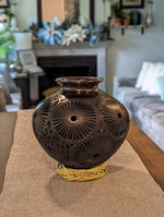 Decorative Centerpiece or Stunning Dried Flower Vase | Black Pottery Home Decor Handmade Mexican Pottery of San Bartolo, Oaxaca Indoor Decor