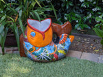 Talavera Whale Planter is Hand Painted Ceramic Mexican Pottery | Large Fish Planter Pot for Yard Art & Outdoor Garden Decor, Big Flower Pot