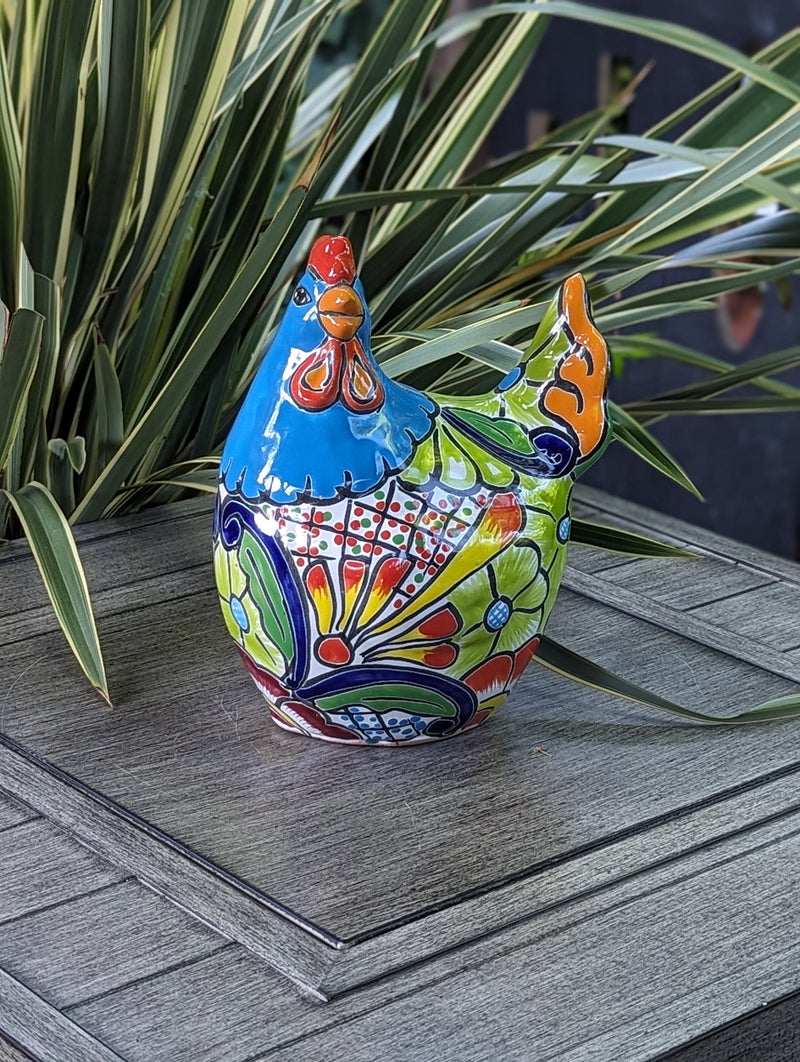 Ceramic Rooster Talavera Pottery  Handmade in Mexico, Home Decor and Outdoor Garden or Porch Decor, Yard Art  Unique Gift for Chicken Lovers