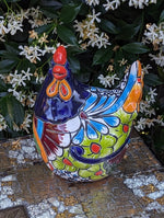 Ceramic Rooster Talavera Pottery  Handmade in Mexico, Home Decor and Outdoor Garden or Porch Decor, Yard Art  Unique Gift for Chicken Lovers