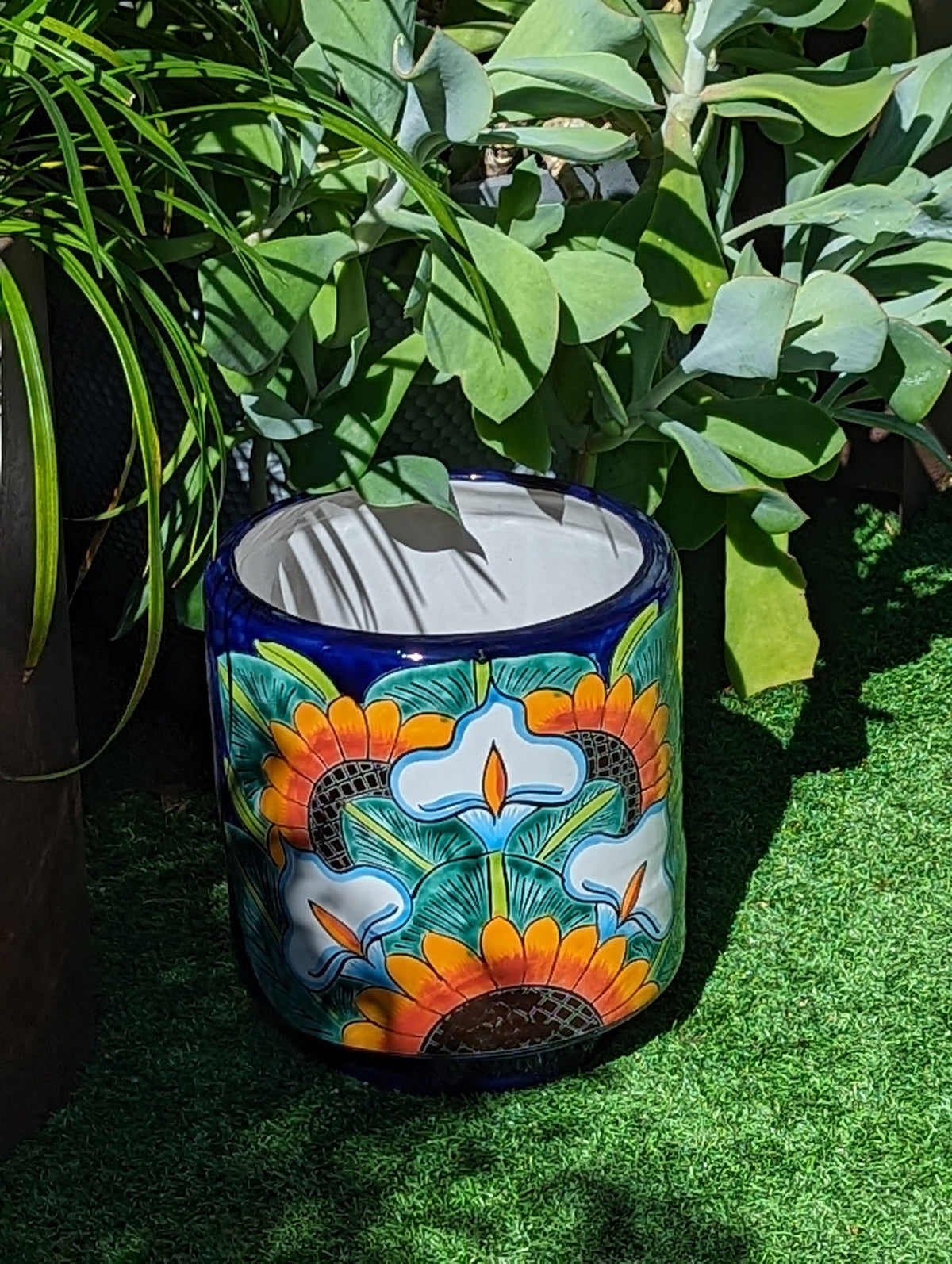 Pre-Order | 12" Round Flower Pot Colorful Talavera Ceramic Planter is Handmade Mexican Pottery, Garden and Home Decor or Housewarming Gift