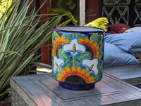 Pre-Order | 12" Round Flower Pot Colorful Talavera Ceramic Planter is Handmade Mexican Pottery, Garden and Home Decor or Housewarming Gift