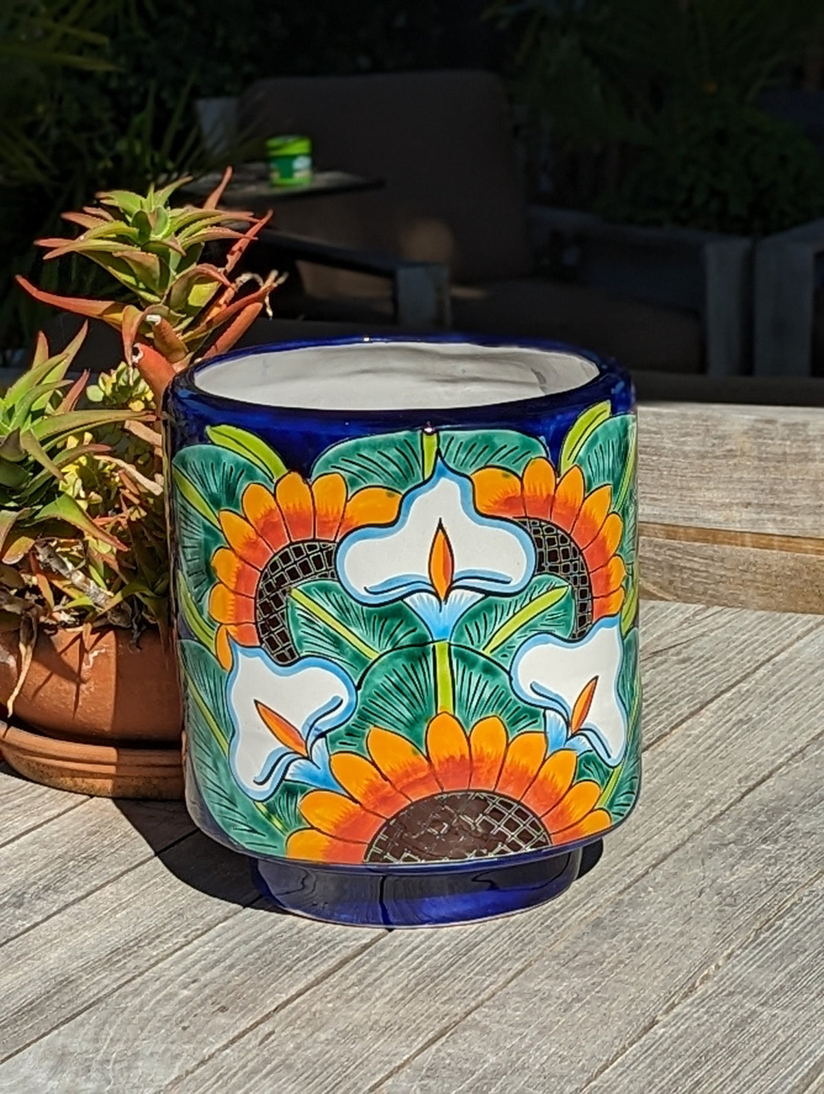 Pre-Order | 12" Round Flower Pot Colorful Talavera Ceramic Planter is Handmade Mexican Pottery, Garden and Home Decor or Housewarming Gift