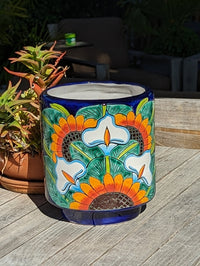 Pre-Order | 12" Round Flower Pot Colorful Talavera Ceramic Planter is Handmade Mexican Pottery, Garden and Home Decor or Housewarming Gift