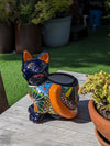 Talavera Cat Flower Pot, Ceramic Planter Home Decor, Indoor Outdoor Planter Pot, Mexican Pottery Yard & Garden Decor, Handmade