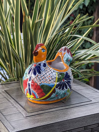 Talavera Chicken Ceramic Planter & Colorful Flower Pot, Handmade Outdoor Yard Decor or Indoor Plant Pot, Colorful Mexican Garden Decor