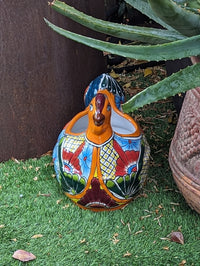Talavera Chicken Ceramic Planter & Colorful Flower Pot, Handmade Outdoor Yard Decor or Indoor Plant Pot, Colorful Mexican Garden Decor