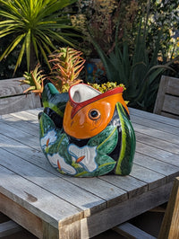 Talavera Whale Planter is Hand Painted Ceramic Mexican Pottery | Large Fish Planter Pot for Yard Art & Outdoor Garden Decor, Big Flower Pot