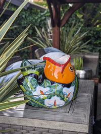Talavera Whale Planter is Hand Painted Ceramic Mexican Pottery | Large Fish Planter Pot for Yard Art & Outdoor Garden Decor, Big Flower Pot