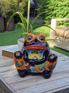 Talavera Frog Flower Pot | Ceramic Pottery for Indoor or Outdoor Planter Pot, Handmade Mexican Home Decor or Garden Decor & Yard Art