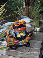 Talavera Frog Flower Pot | Ceramic Pottery for Indoor or Outdoor Planter Pot, Handmade Mexican Home Decor or Garden Decor & Yard Art