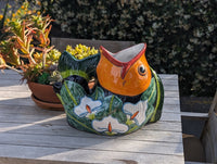 Talavera Whale Planter is Hand Painted Ceramic Mexican Pottery | Large Fish Planter Pot for Yard Art & Outdoor Garden Decor, Big Flower Pot