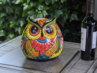 Talavera Owl Planter Ceramic Flower Pot, Mexican Pottery is Colorful Indoor or Outdoor Owl Decor, Owl Gift Plant Pot Home Decor
