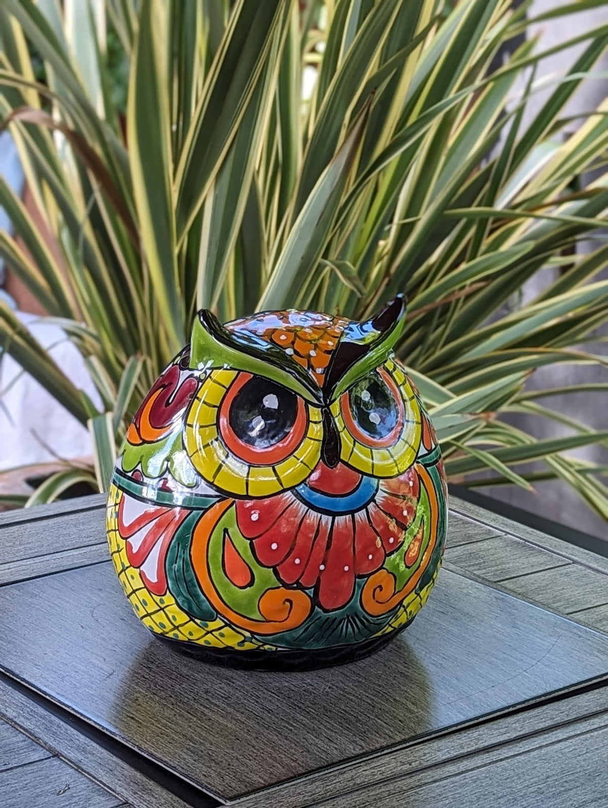 Talavera Owl Planter Ceramic Flower Pot, Mexican Pottery is Colorful Indoor or Outdoor Owl Decor, Owl Gift Plant Pot Home Decor