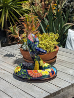 Talavera Rattlesnake Figurine Ceramic Mexican Pottery, Outdoor Snake Decor and Garden Statue Handmade in Mexico