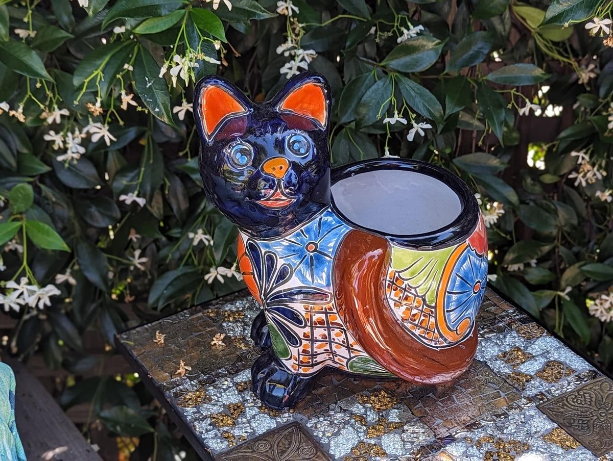 outdoor cat plant pot Handmade Talavera Cat Plant Pot