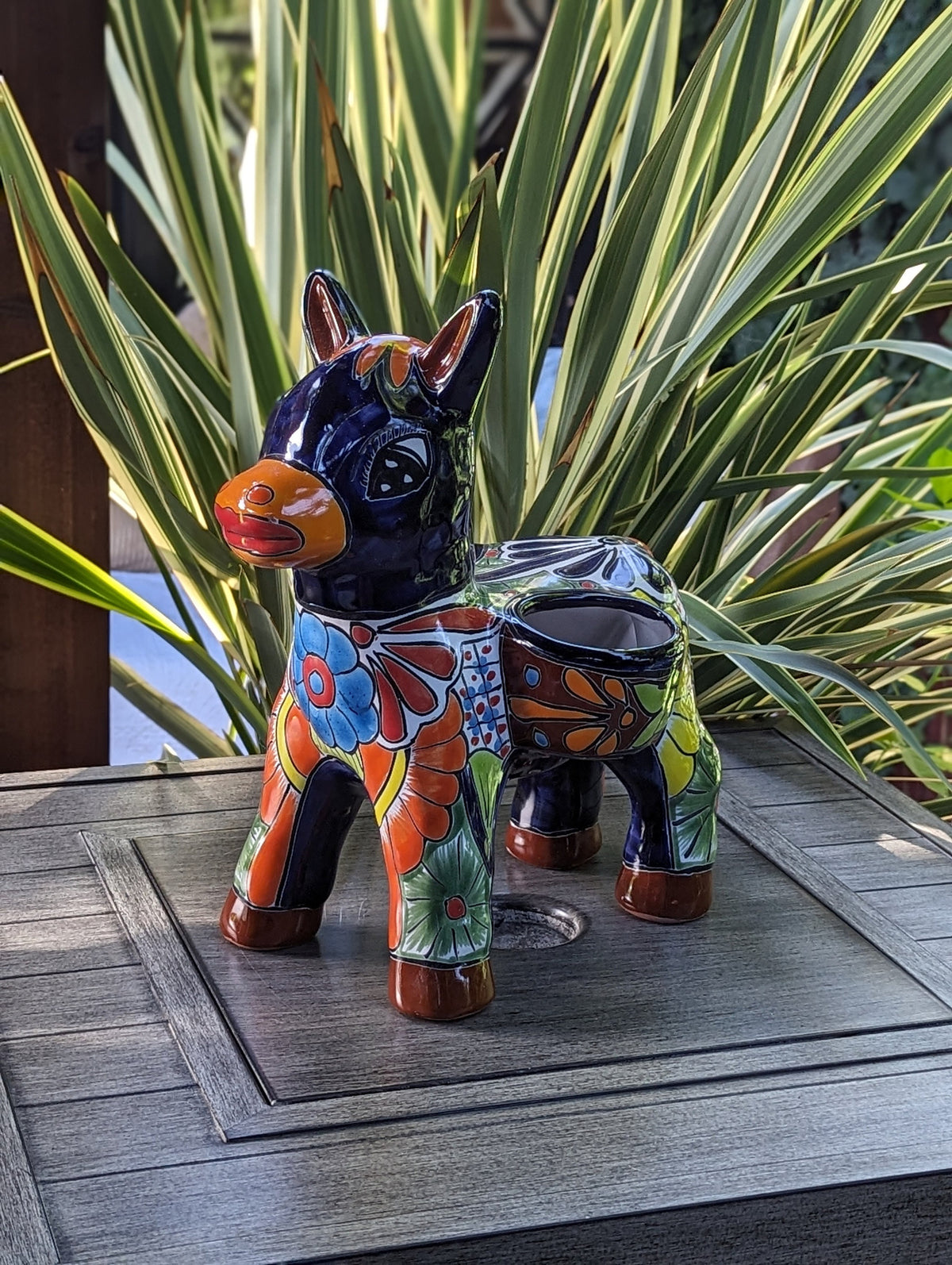 donkey plant pot Handmade Talavera Donkey Planter is Mexican Pottery