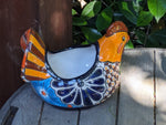 Chicken Flower Pot Ceramic Talavera Planter, Small Handmade Mexican Pottery Home Decor as Indoor Planter or Outdoor Pot