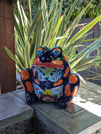 Talavera Frog Flower Pot | Ceramic Pottery for Indoor or Outdoor Planter Pot, Handmade Mexican Home Decor or Garden Decor & Yard Art