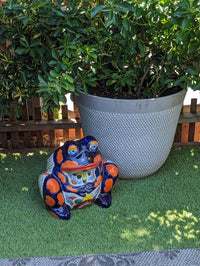 Talavera Frog Flower Pot | Ceramic Pottery for Indoor or Outdoor Planter Pot, Handmade Mexican Home Decor or Garden Decor & Yard Art