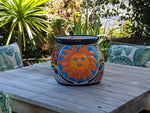 11.5" Oval Mexican Sun Flower Planter Pot is a Colorful, Handmade Talavera Ceramic Planter Pot for Home and Garden Decor, Outdoor Yard Art