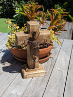 Wooden Cross Decor & Mexican Art | Decorative Cross is Indoor Home Decor Handmade by Skilled Craftsman in Mexico | Two-tone Brown