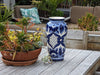 Ceramic Talavera Flower Vase is Exquisite Handmade Mexican Pottery | Decorative Centerpiece is Gorgeous Blue Design for Home or Yard Decor