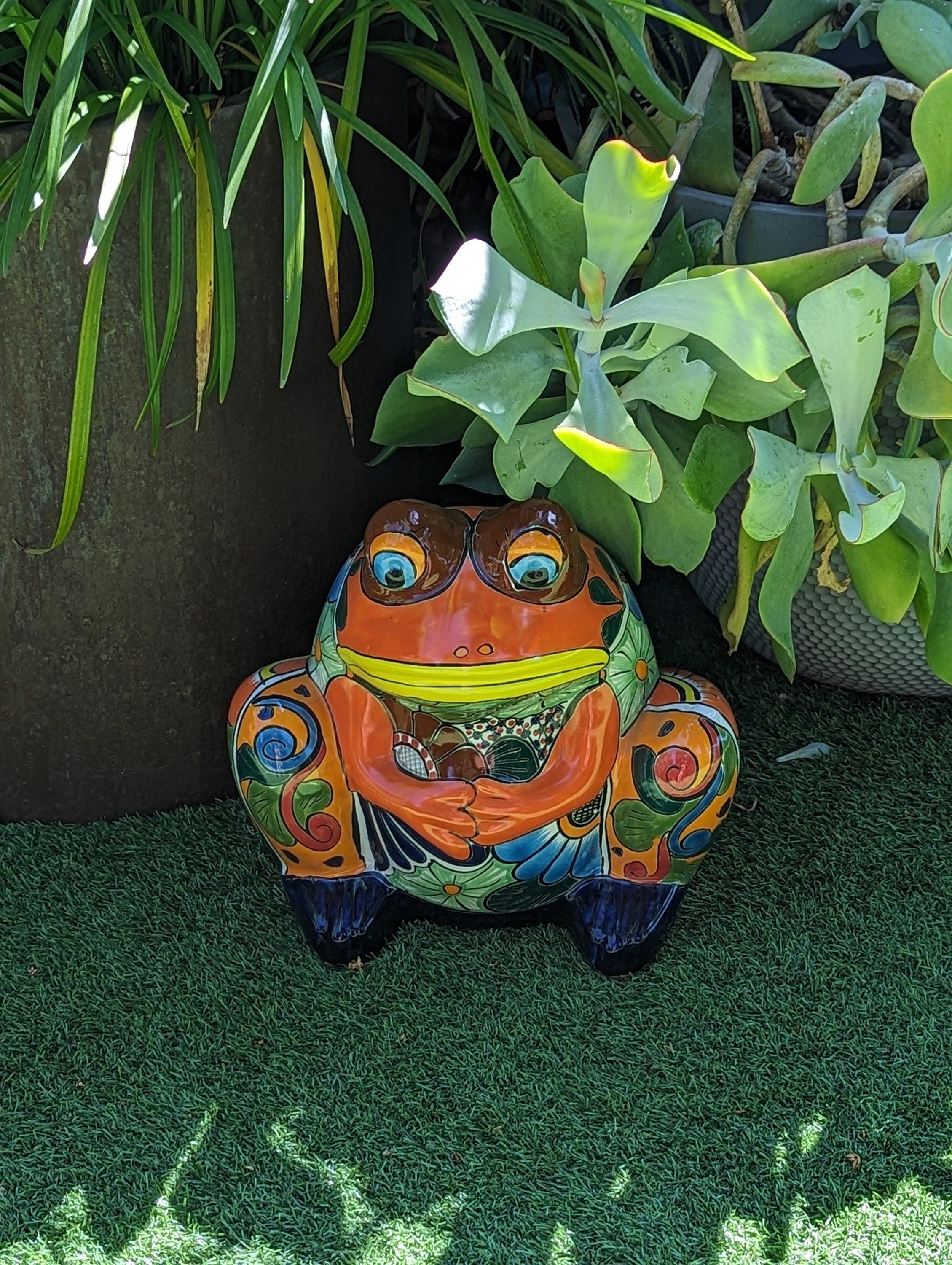 Talavera Frog Flower Pot | Ceramic Pottery for Indoor or Outdoor