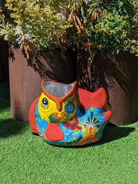 Talavera Whale Planter is Hand Painted Ceramic Mexican Pottery | Large Fish Planter Pot for Yard Art & Outdoor Garden Decor, Big Flower Pot