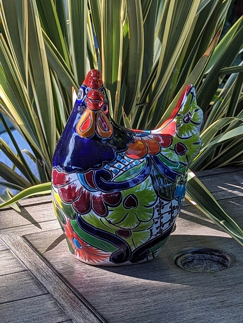 Ceramic Rooster Talavera Pottery  Handmade in Mexico, Home Decor and Outdoor Garden or Porch Decor, Yard Art  Unique Gift for Chicken Lovers