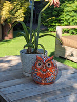 Ceramic Owl Flower Pot - Handmade Talavera Pottery, Mexico Home Decor, Indoor or Outdoor Planter