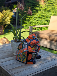Talavera Frog Flower Pot | Ceramic Pottery for Indoor or Outdoor Planter Pot, Handmade Mexican Home Decor or Garden Decor & Yard Art
