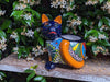 Talavera Cat Flower Pot, Ceramic Planter Home Decor, Indoor Outdoor Planter Pot, Mexican Pottery Yard & Garden Decor, Handmade